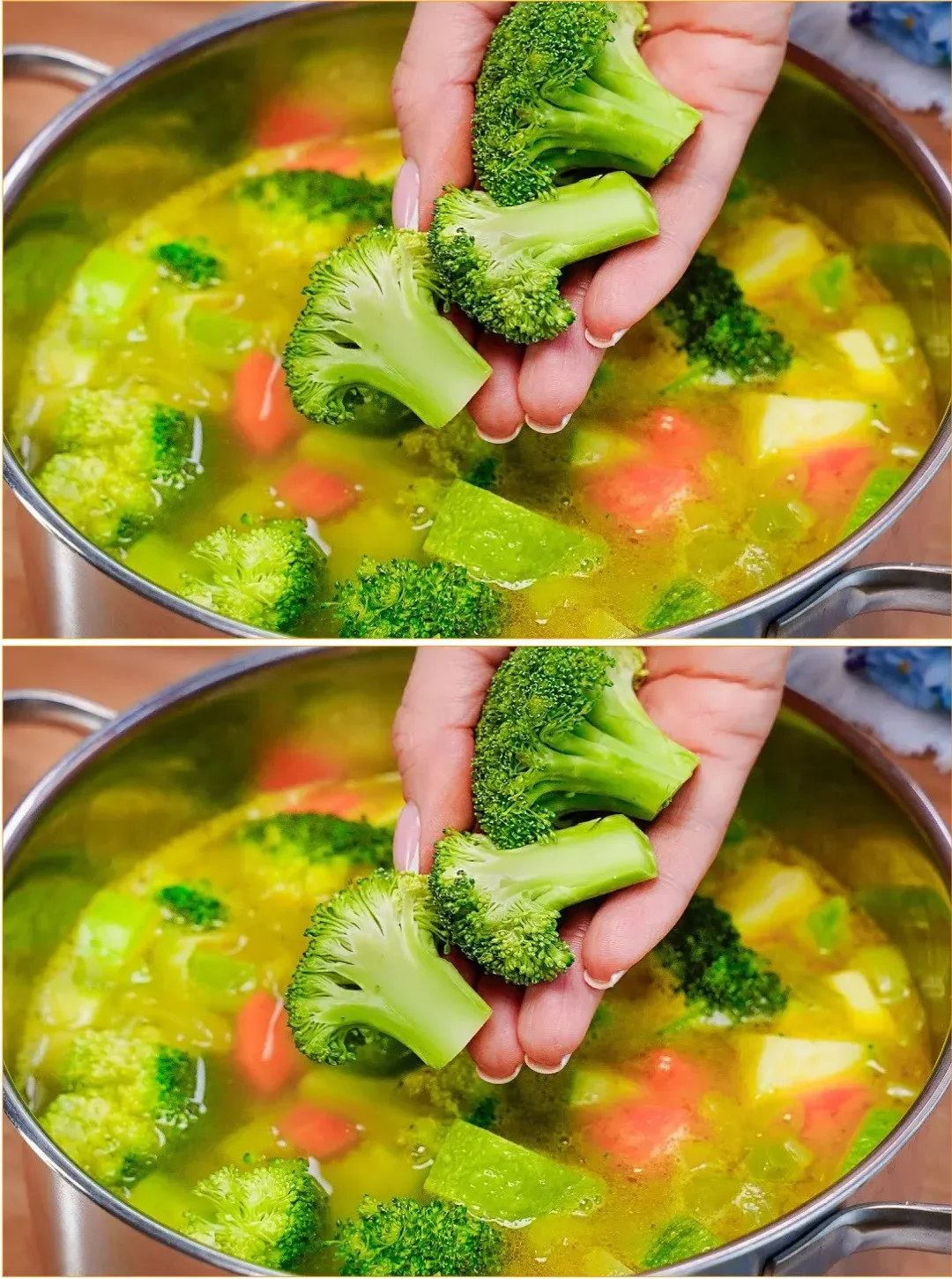 Bowl of delicious Vegetable and Cheese Soup garnished with fresh herbs