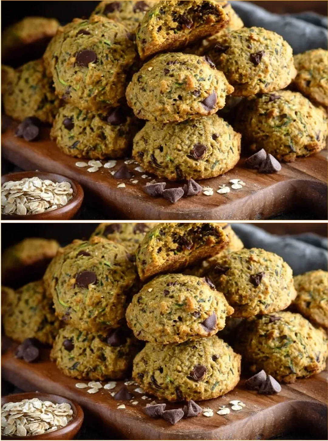 Zucchini chocolate chip pumpkin spice cookies on a plate