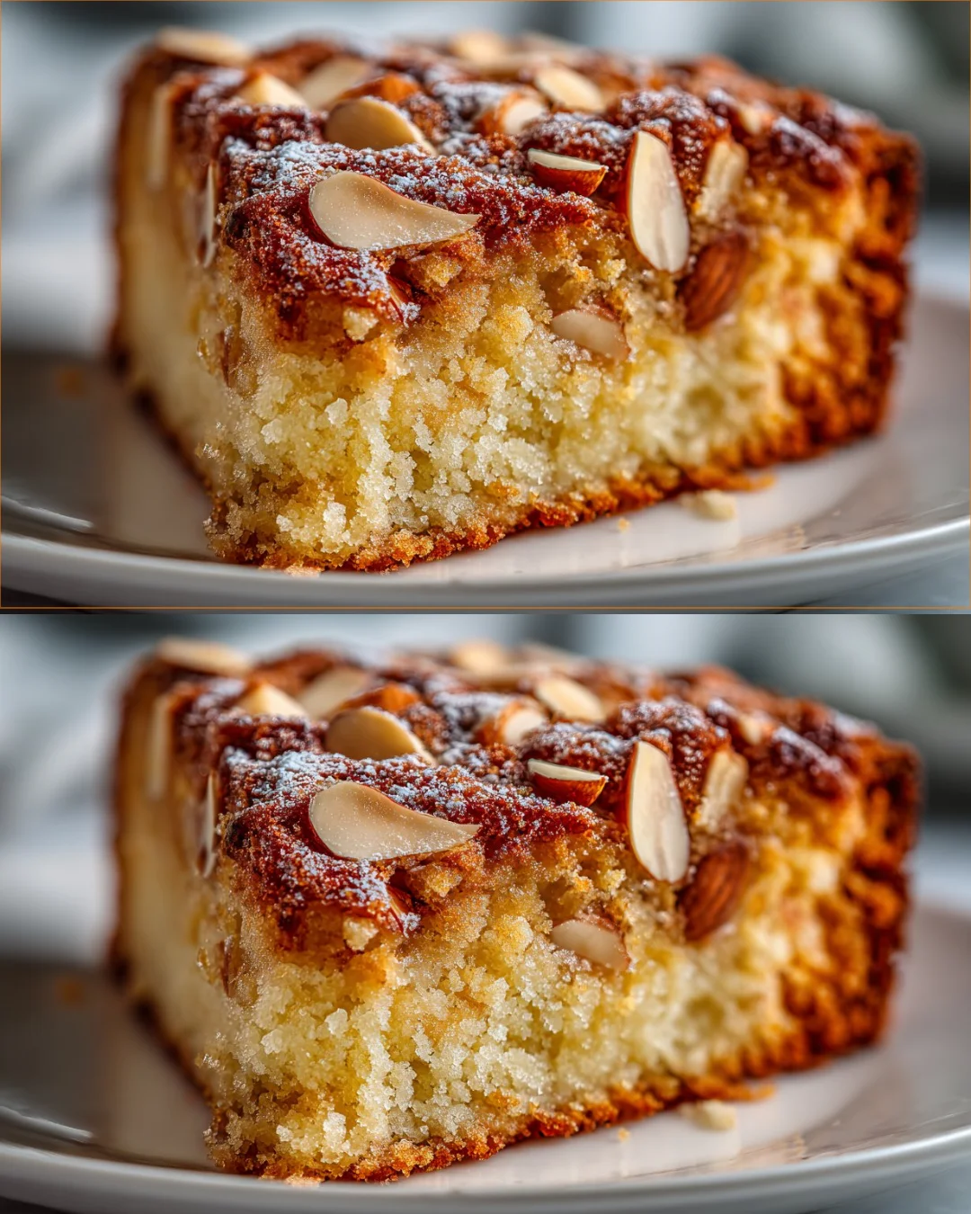 Deliciously baked Almond Apple Cake with sliced apples and almond slices