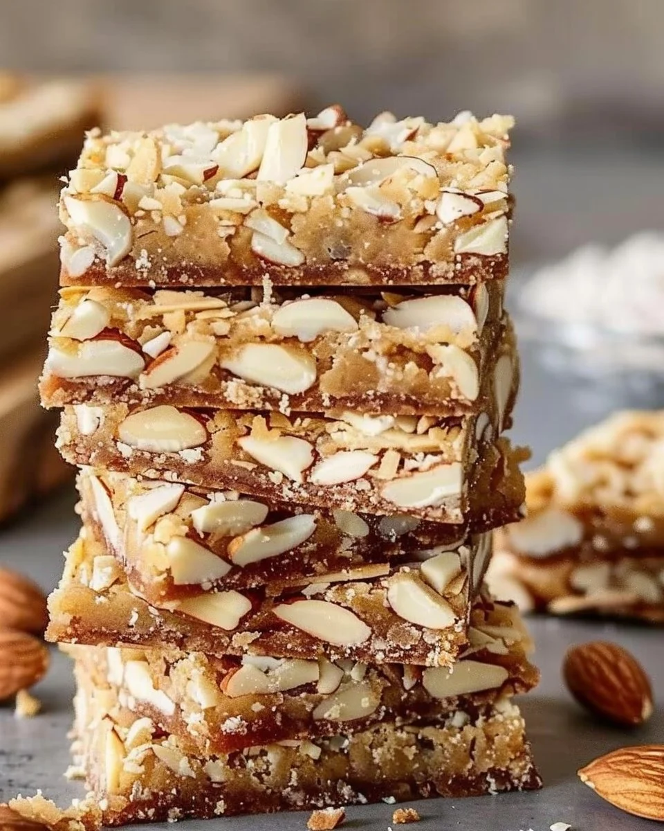 Healthy homemade almond bars with a crispy texture and nutty flavor