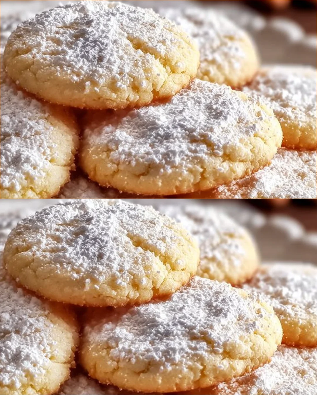 Delicious Almond Cloud Cookies stacked on a plate
