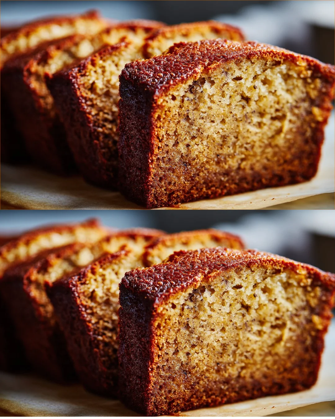 Gluten-free almond flour banana bread loaf freshly baked and sliced.