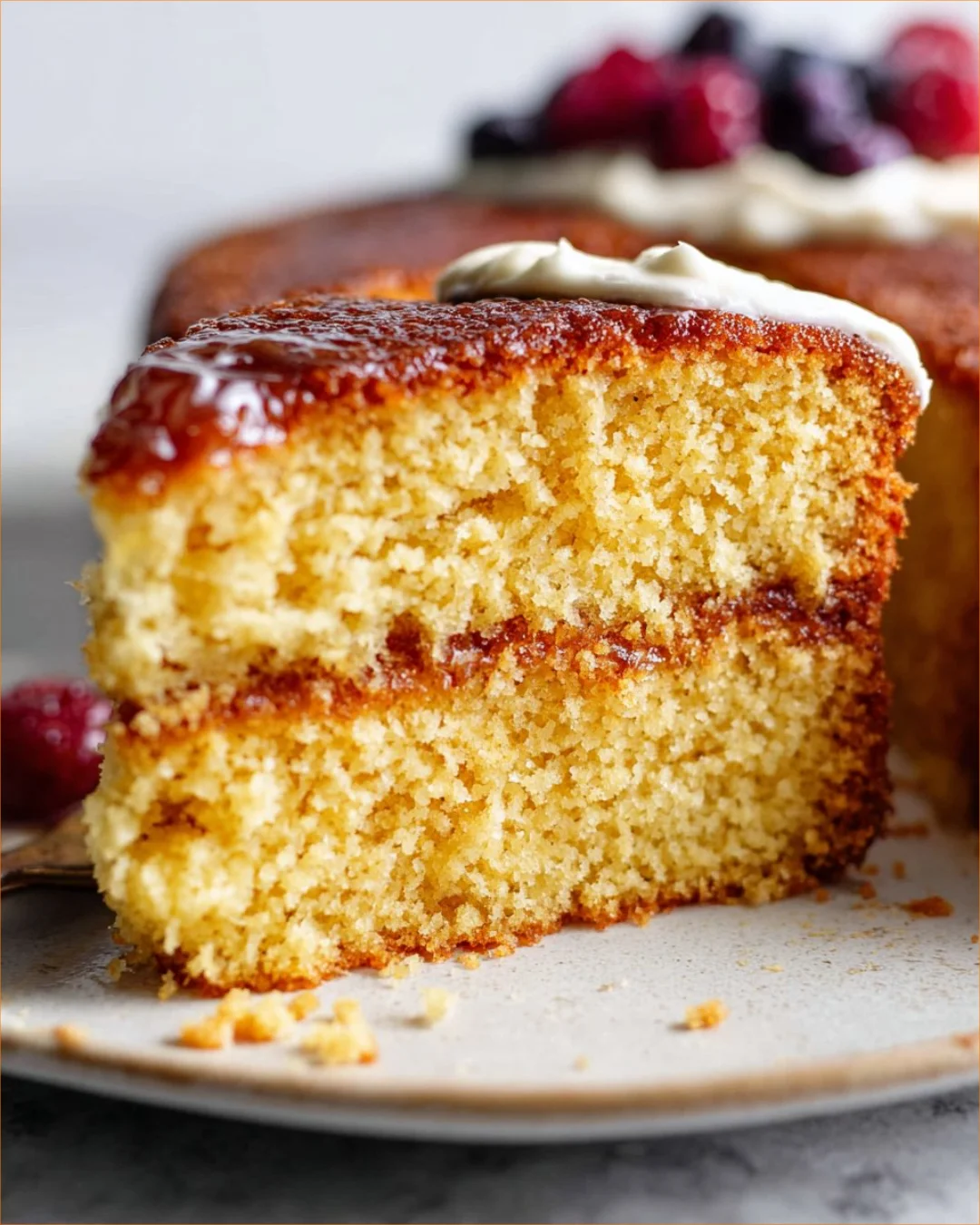 Delicious Almond Flour Vanilla Cake on a decorative plate