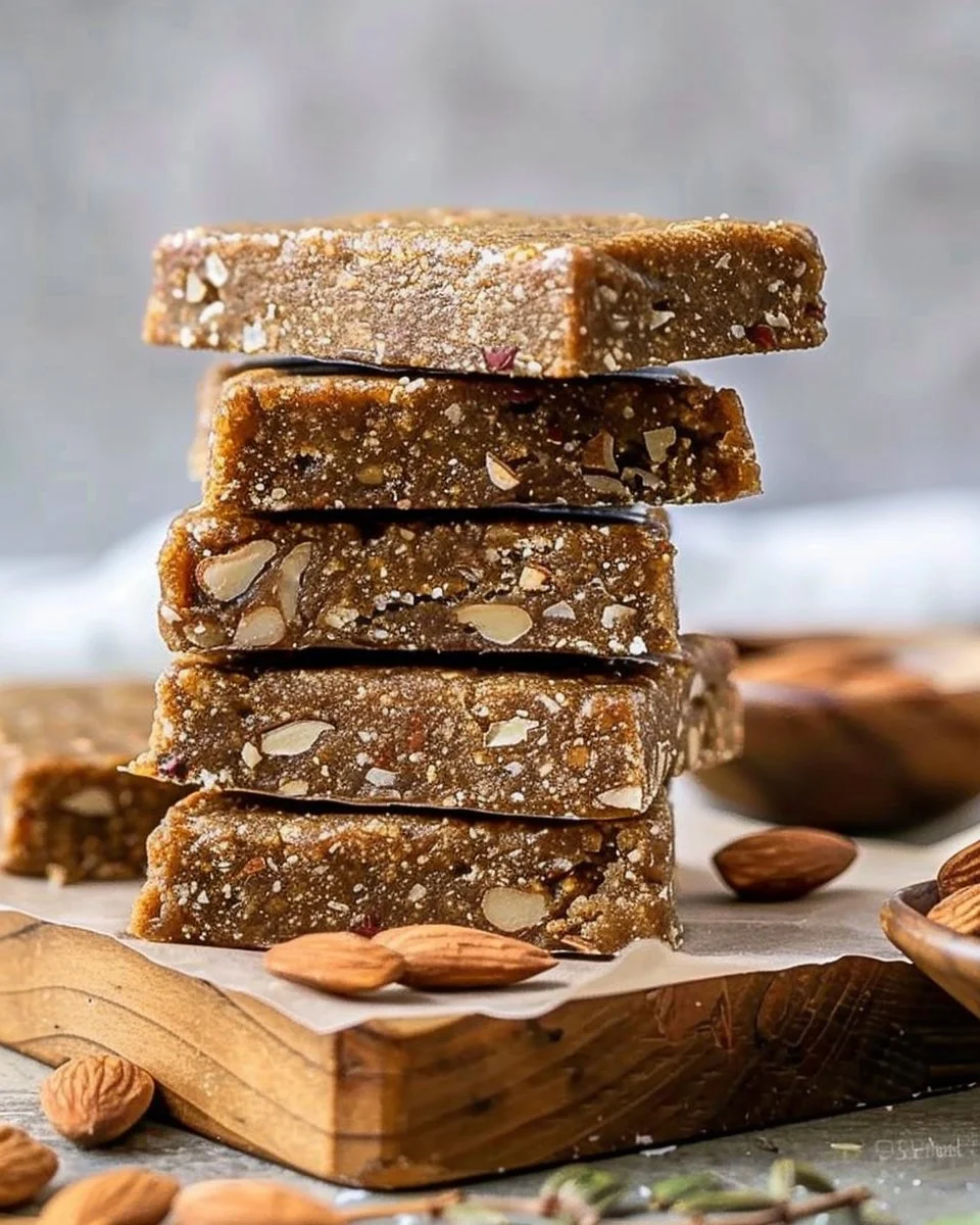 Almond Hemp Heart Bars, nutritious snack packed with almonds and hemp seeds.