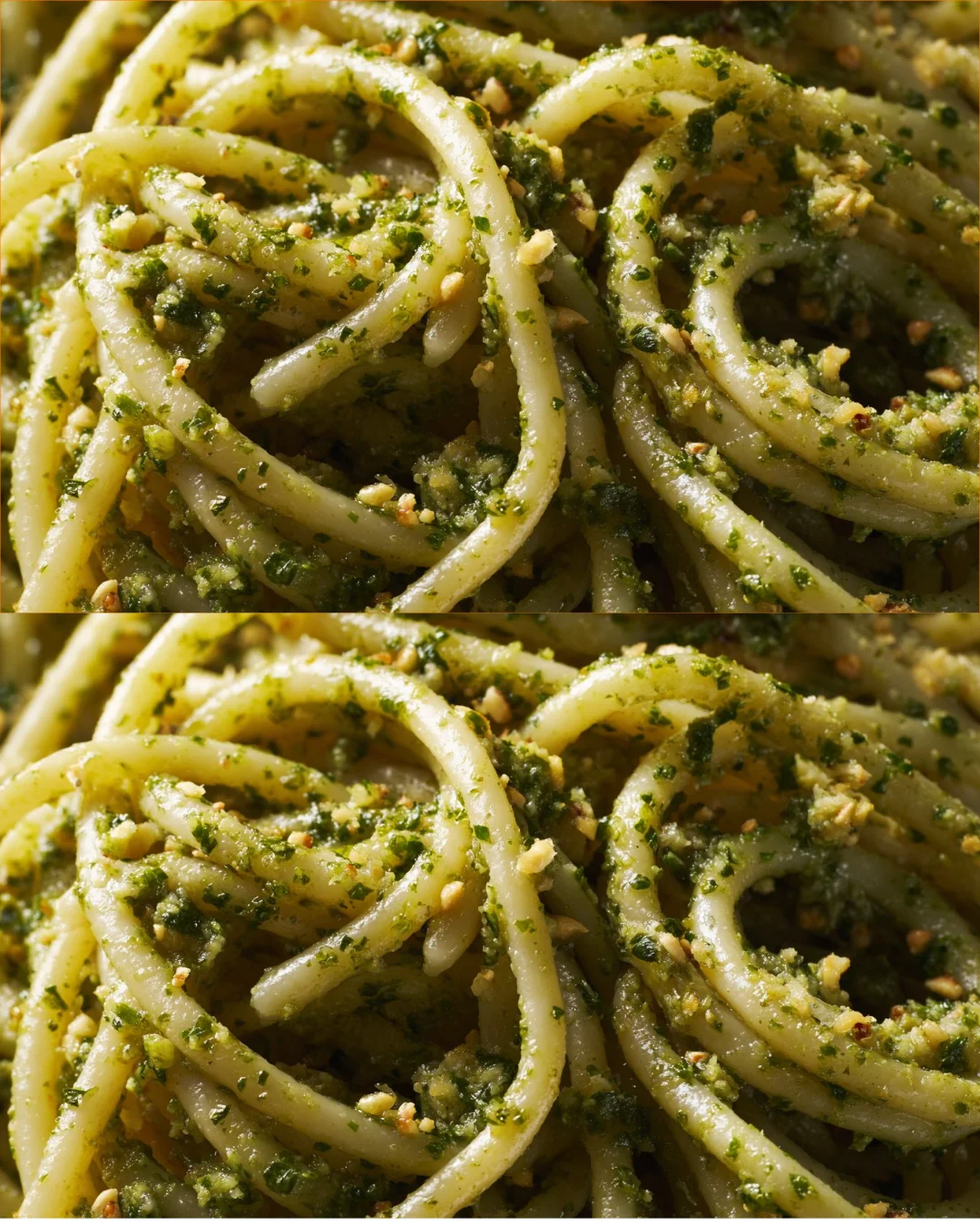 Delicious Almond Pesto Pasta Plate garnished with fresh basil and grated cheese