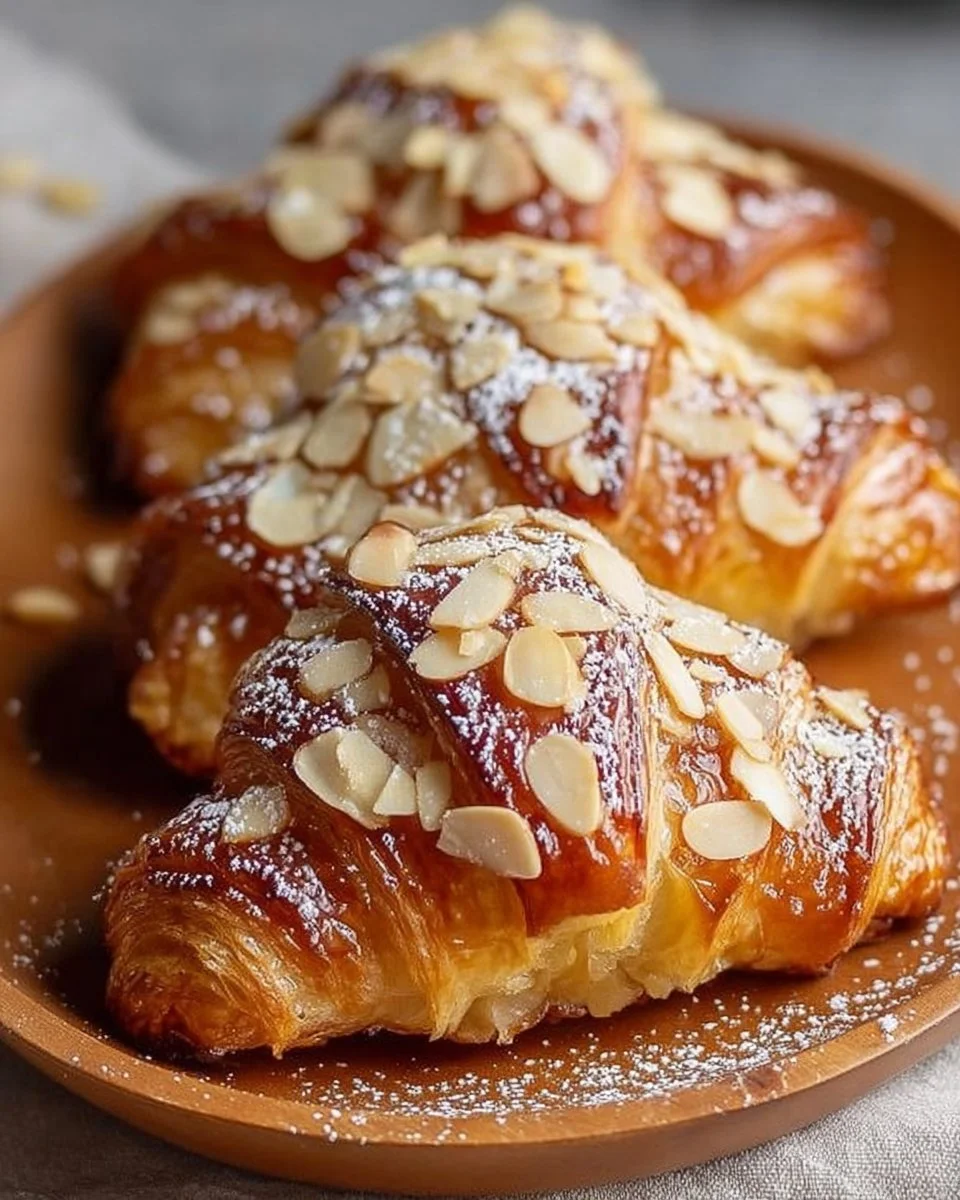 Flaky almond puff pastry rolls filled with sweet almond filling