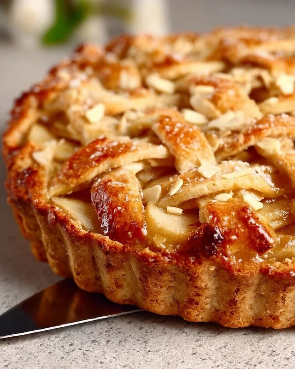Sugar-free and flourless American apple pie with fresh apples