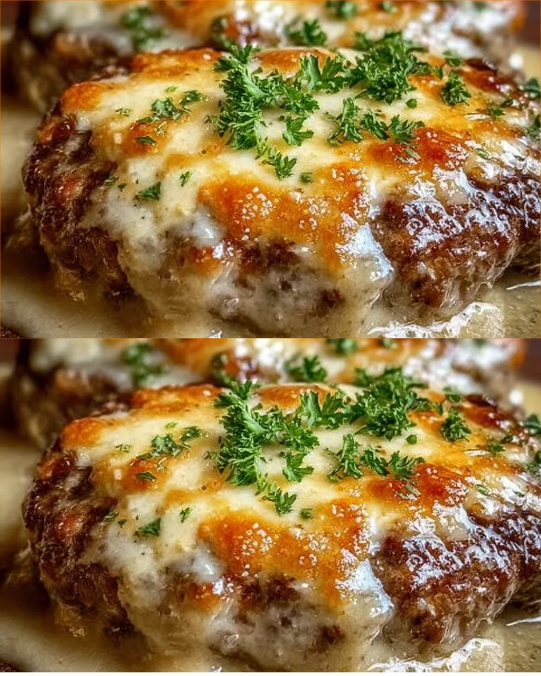 Amish Hamburger Steak Bake with juicy hamburger steak and savory toppings