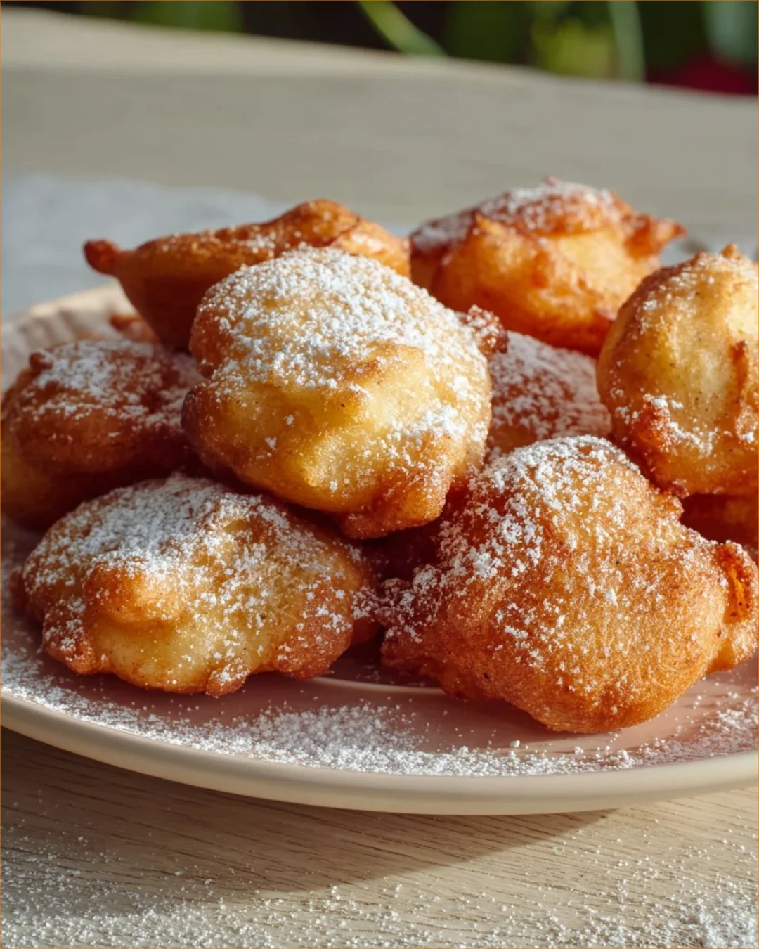 Delicious apple and yogurt fritters served on a plate.