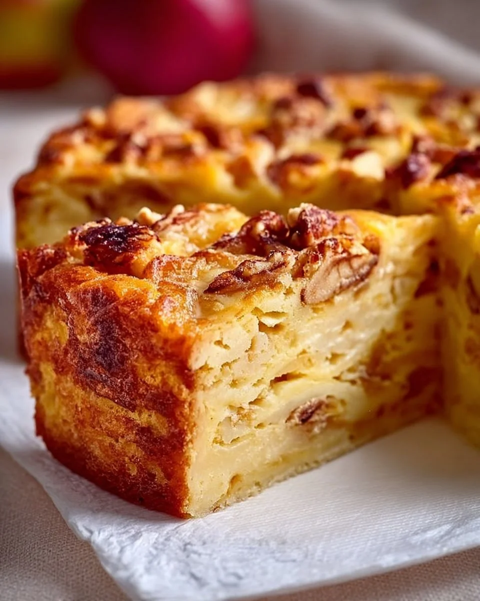 Delicious homemade apple cake topped with fresh apples and cinnamon
