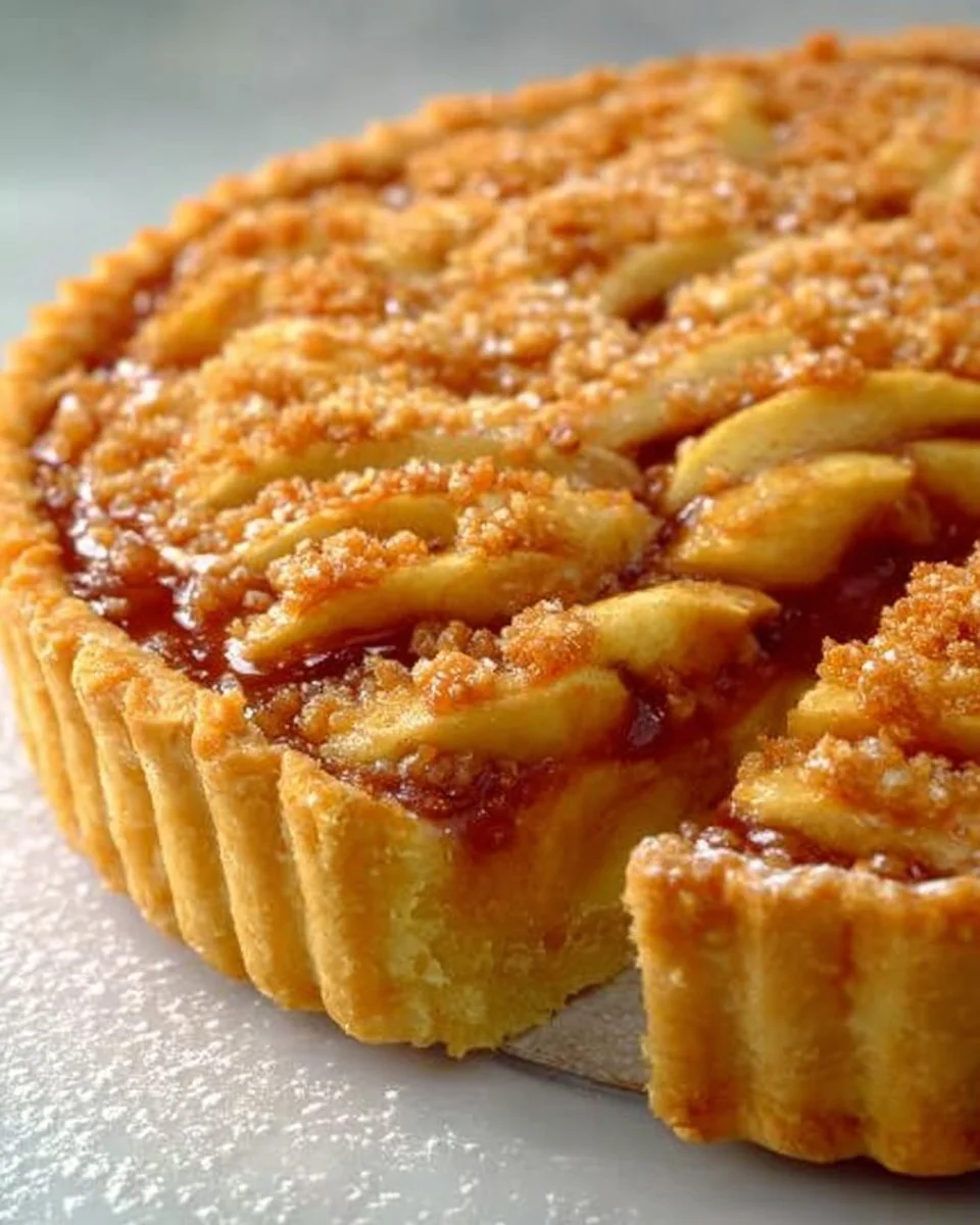 Delicious homemade apple pie with a golden crust and cinnamon-spiced filling.