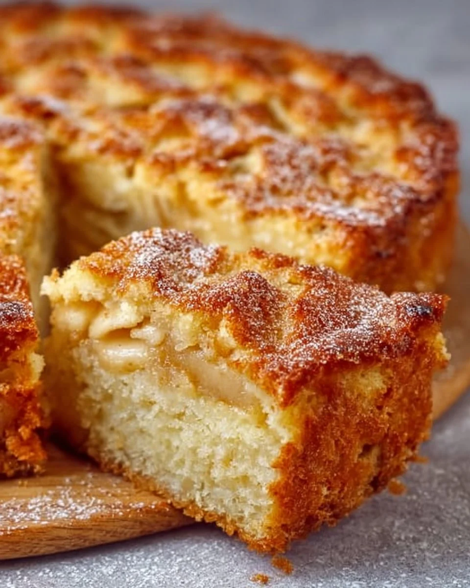 Freshly baked Apple Semolina Cake topped with sliced apples and cinnamon