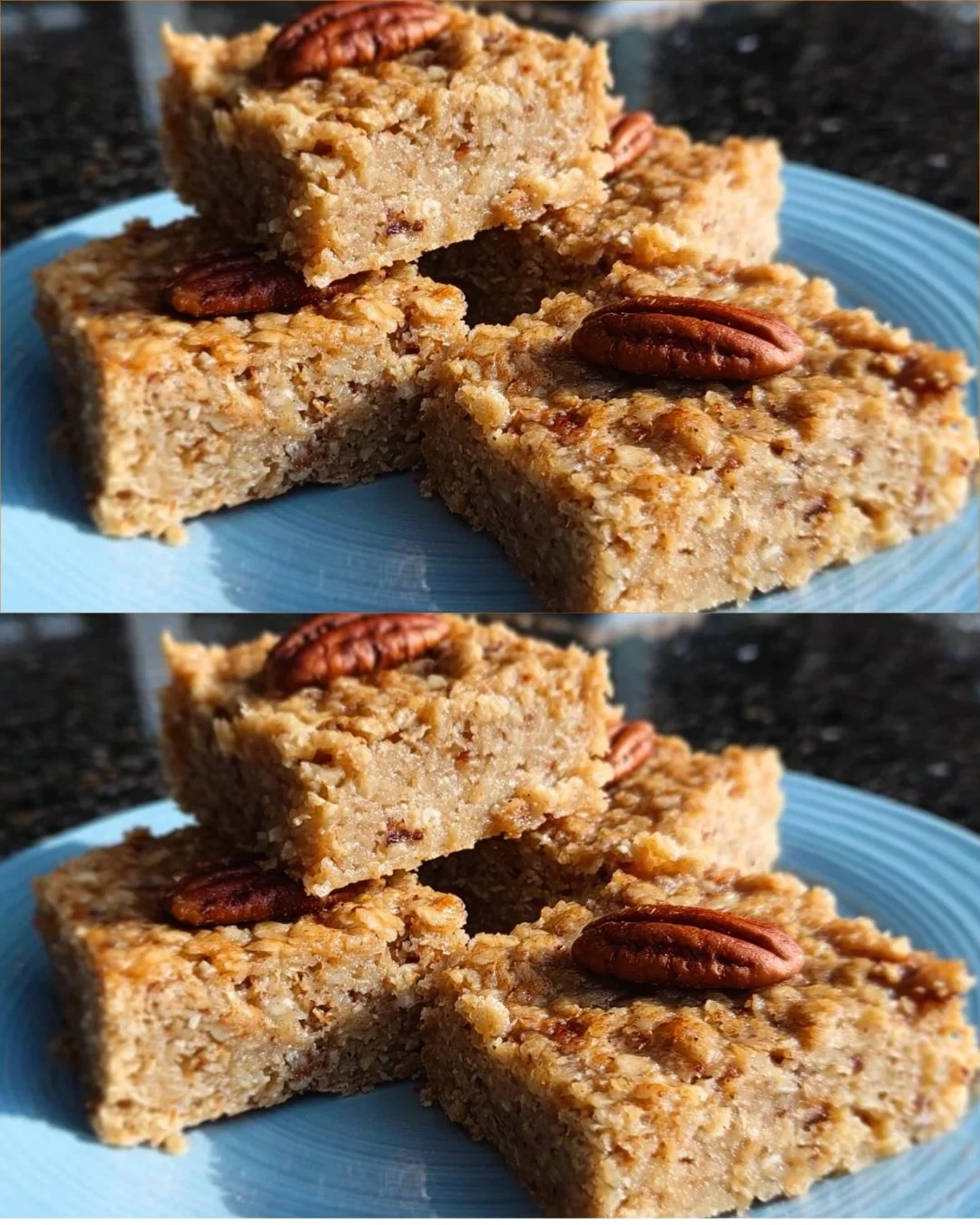 Delicious homemade Banana Oat Bars with oats and ripe bananas