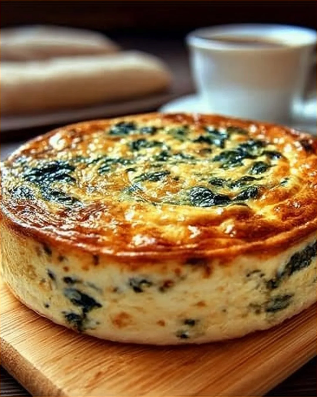 Cottage cheese and spinach crustless quiche on a white plate with fresh herbs