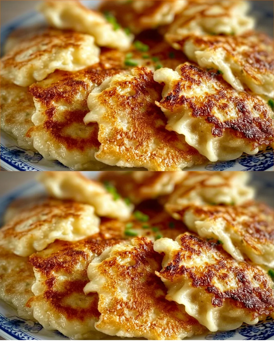 Crispy chicken dumplings with juicy filling served on a plate