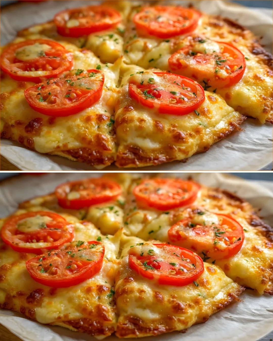 Crispy Potato Pizza topped with vegetables and mozzarella cheese