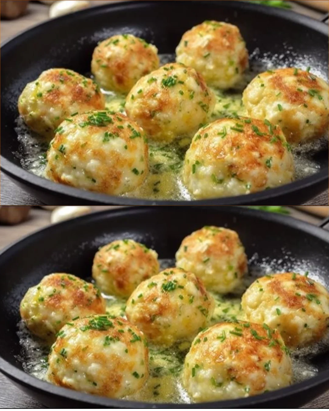 Crispy sautéed bread dumplings served with vegetables and cheese.