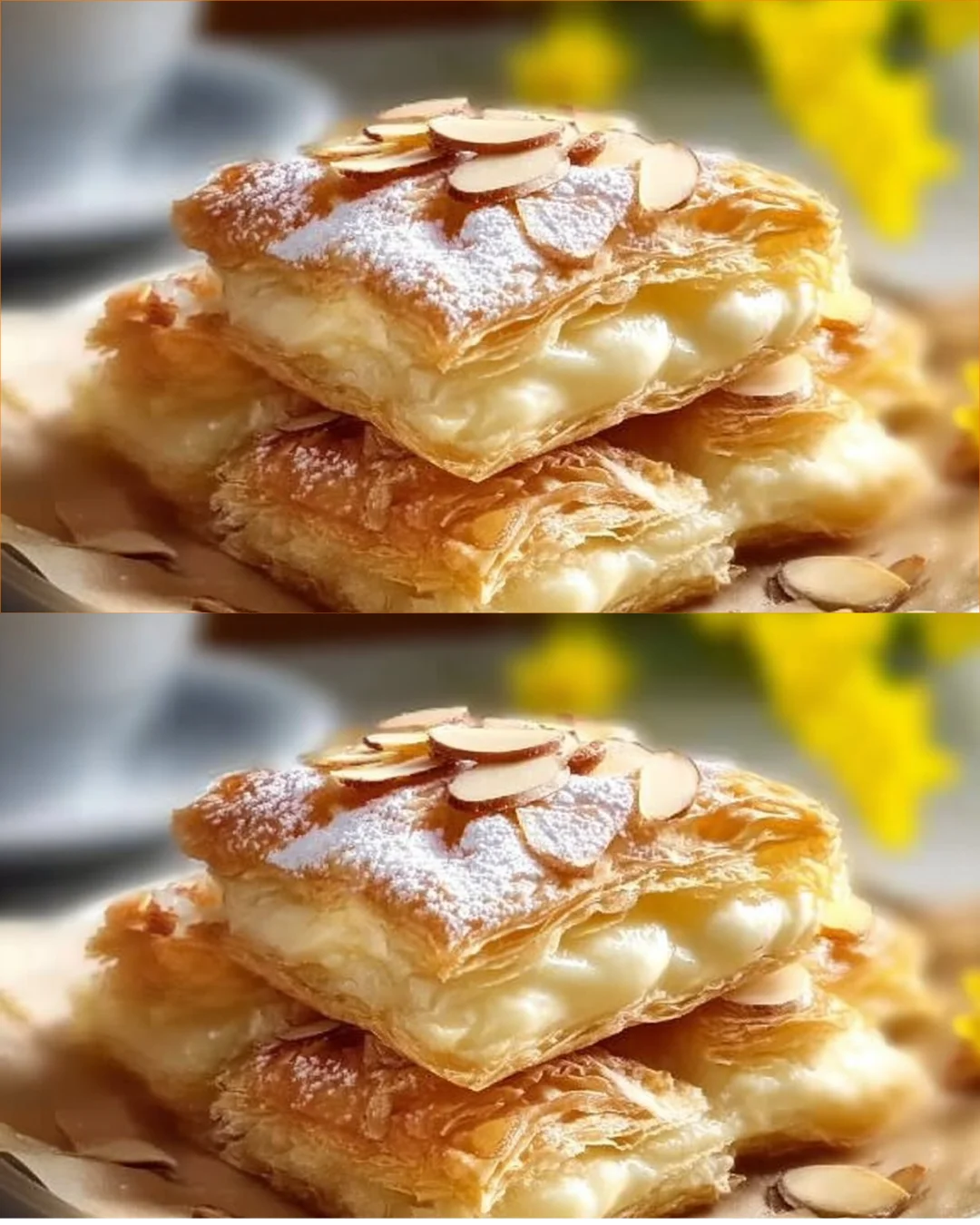 Delicious Danish Almond Puff pastry topped with icing and sliced almonds