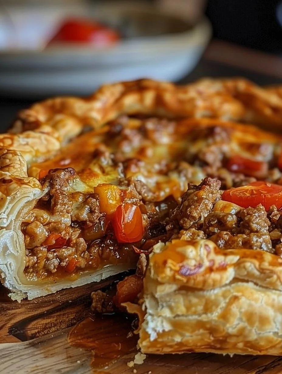 Delicious deep-dish pizza with layers of cheese and toppings