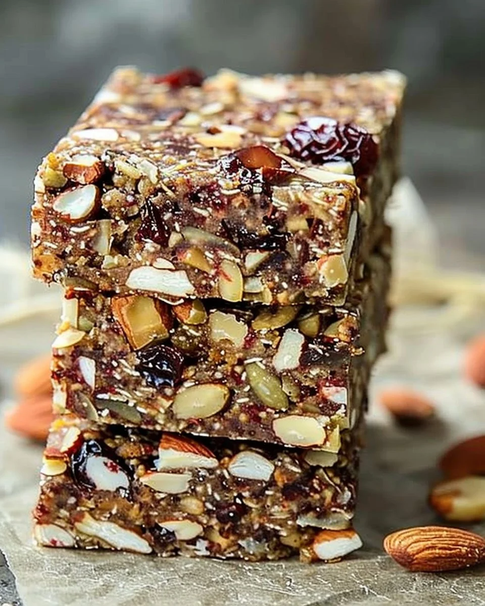 Dried Cherry and Almond Energy Bars packed with energy and nutrition.