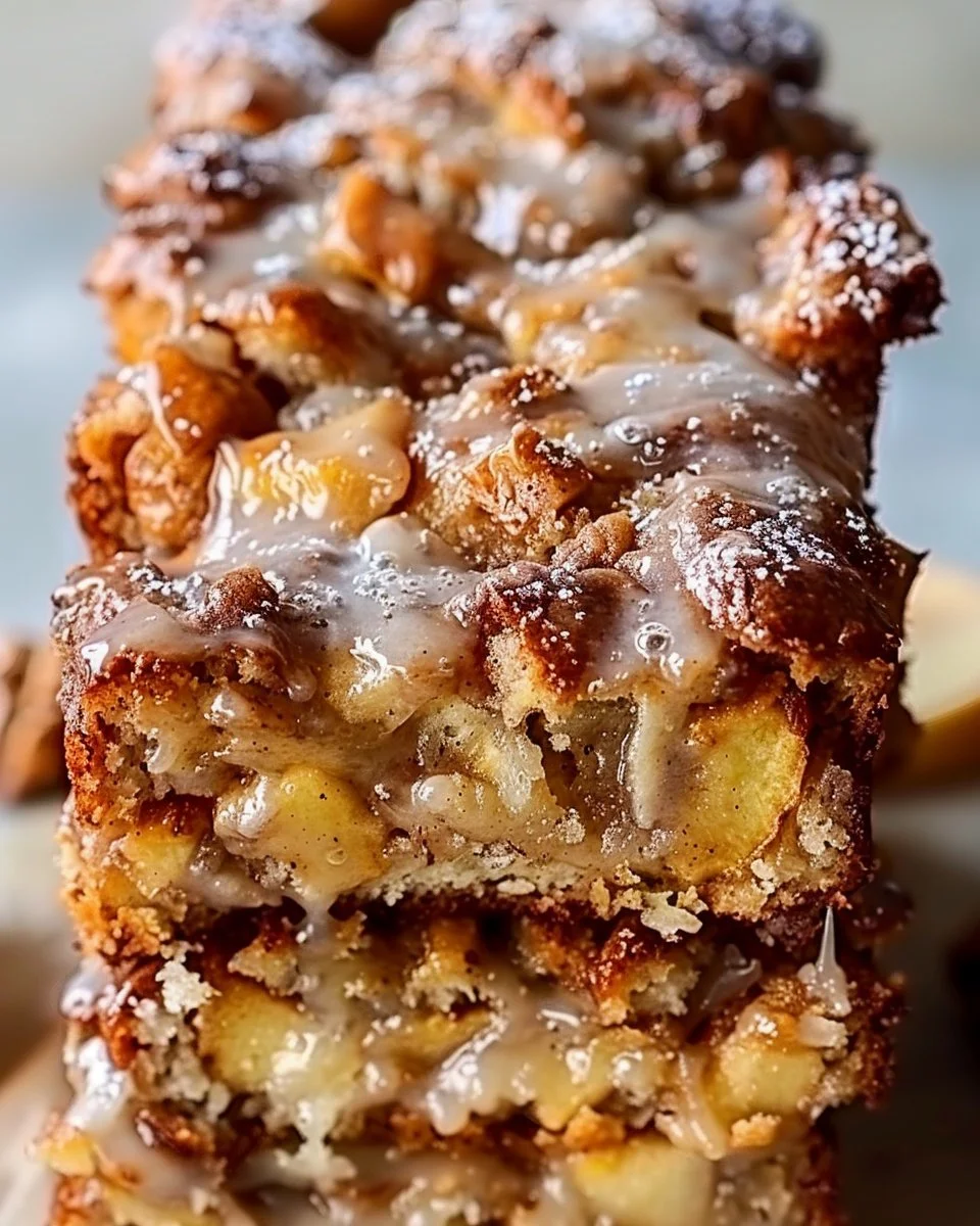 Delicious homemade Easy Amish Apple Fritter Bread with glaze