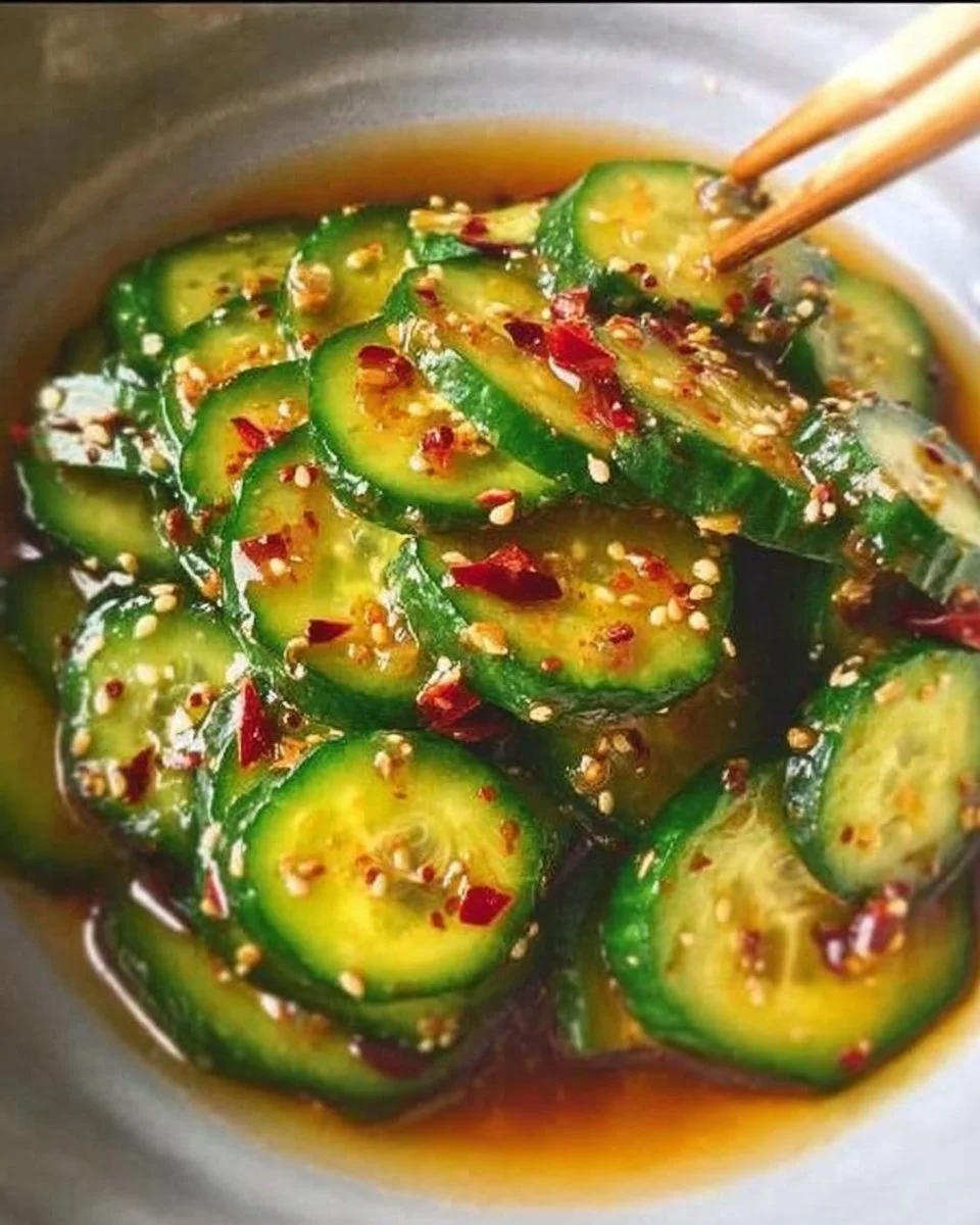 Bowl of Easy Asian Cucumber Salad with vibrant vegetables and dressing