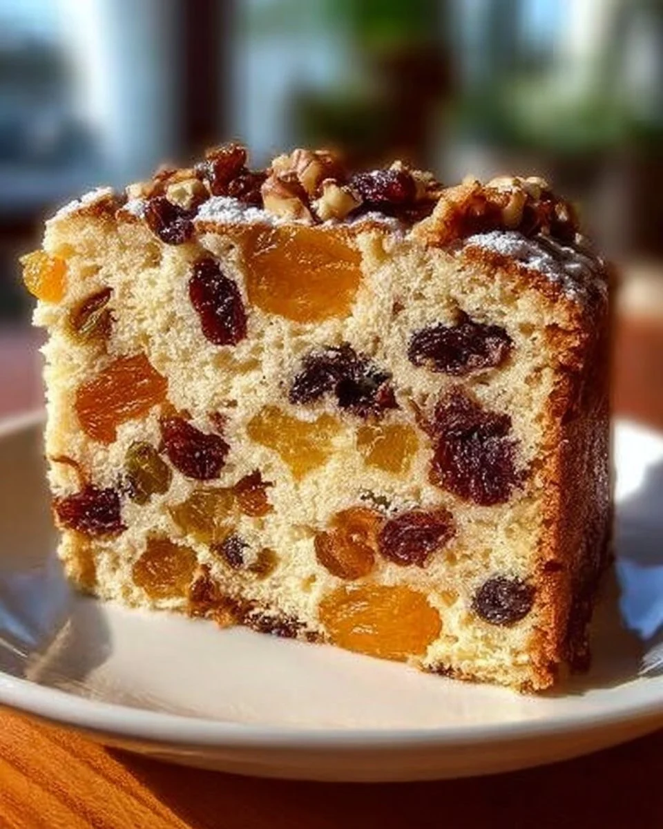 Five-Minute Fruit and Nut Cake topped with fresh fruits and nuts