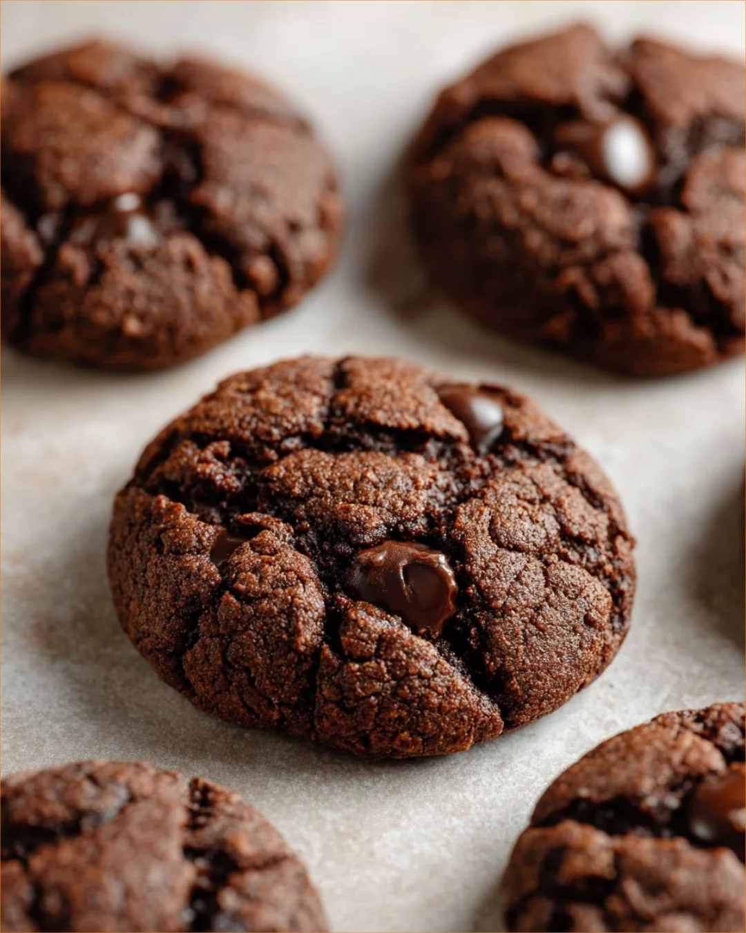 Flourless double chocolate cookies made with almond butter on a cooling rack.