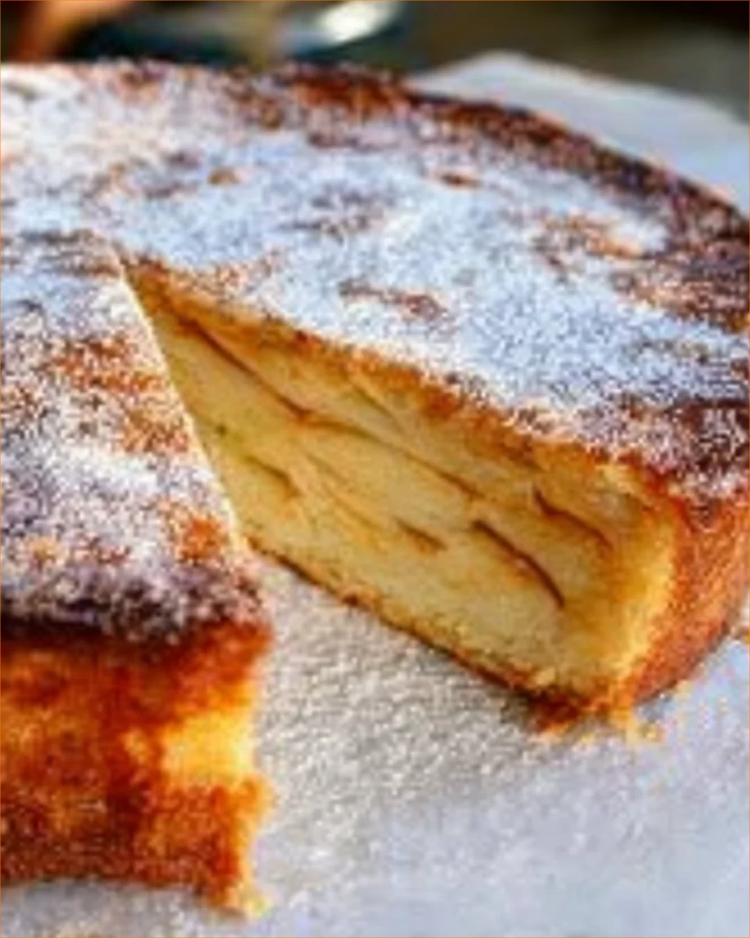 Delicious homemade French Apple Cake with fresh apples and a golden crust