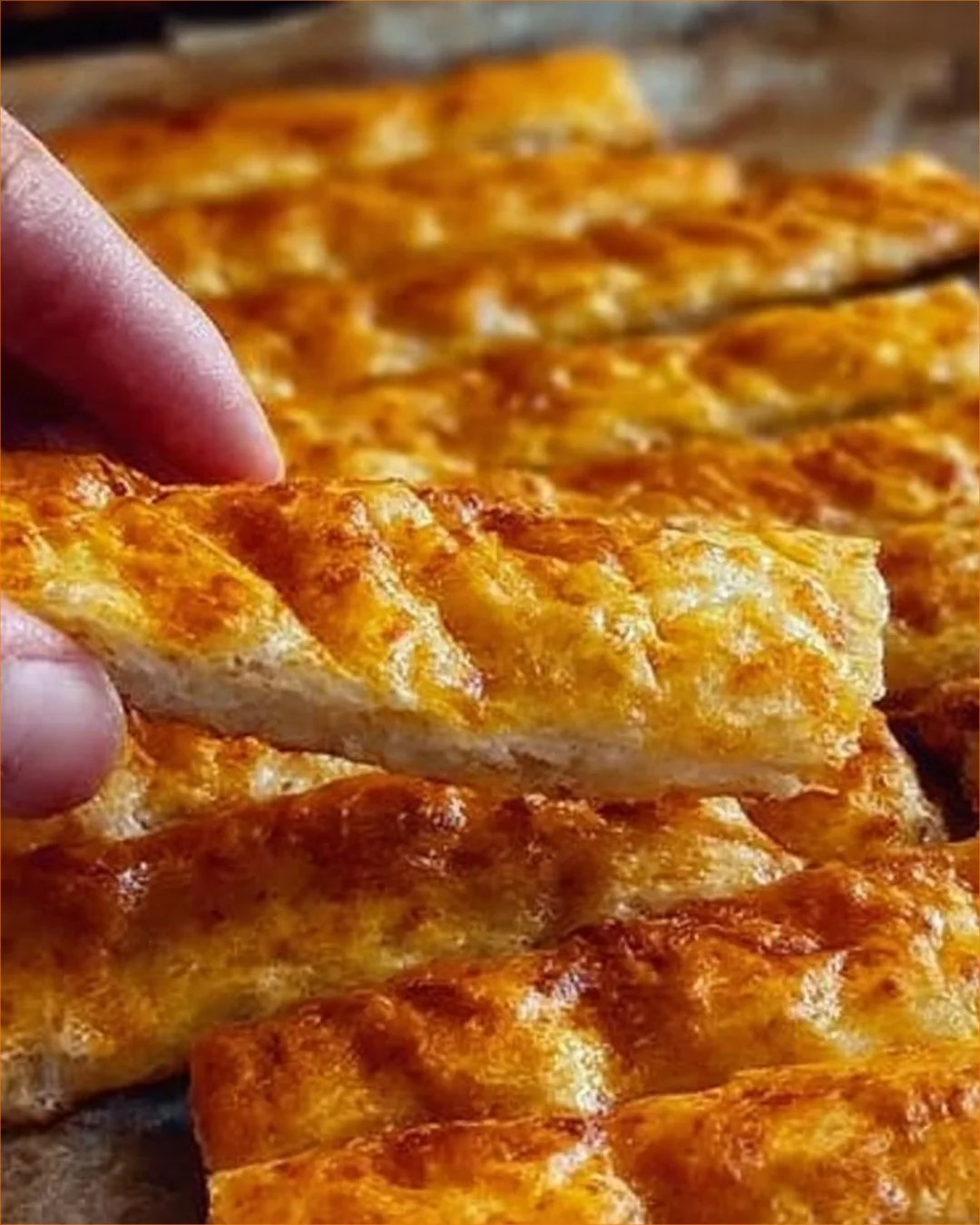 Delicious garlic cheese strips ready for snacking or dipping