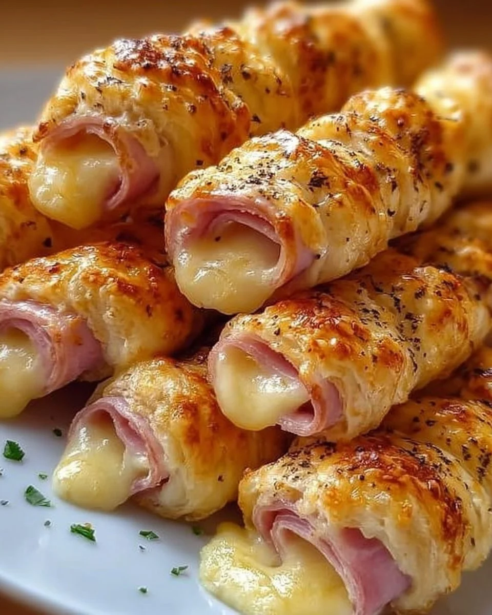 Ham and cheese sticks ready for a delicious snack or appetizer.