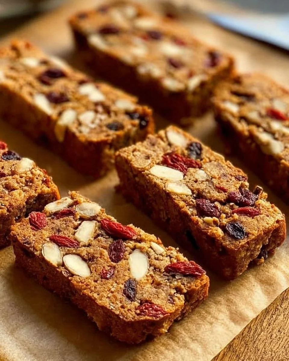 Healthy biscotti with nuts and dried fruits on a rustic wooden table