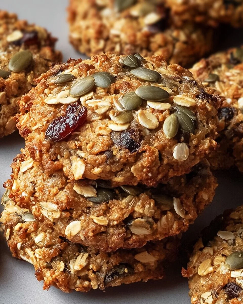 Healthy oat and seed cookies on a plate