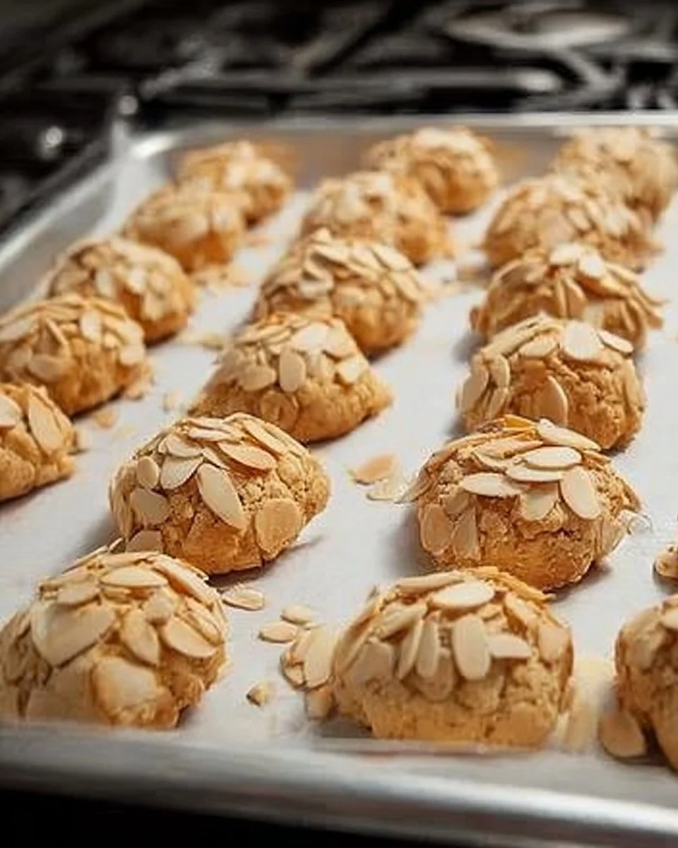 Delicious homemade Italian Almond Cookies on a rustic wooden table