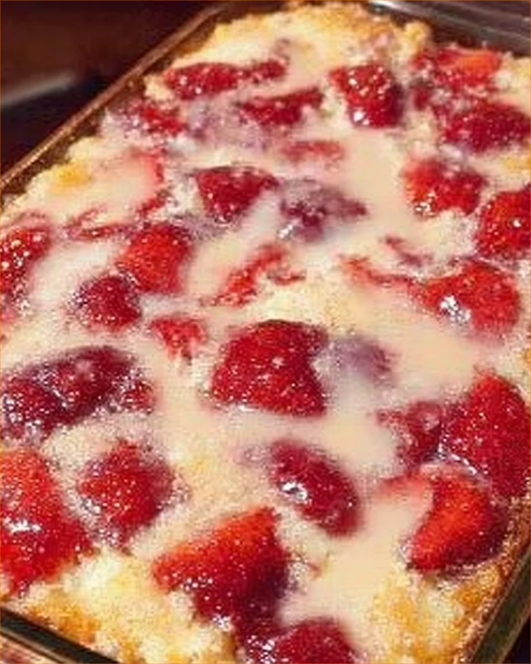 Keto Strawberry Cobbler with cream cheese topping on a plate