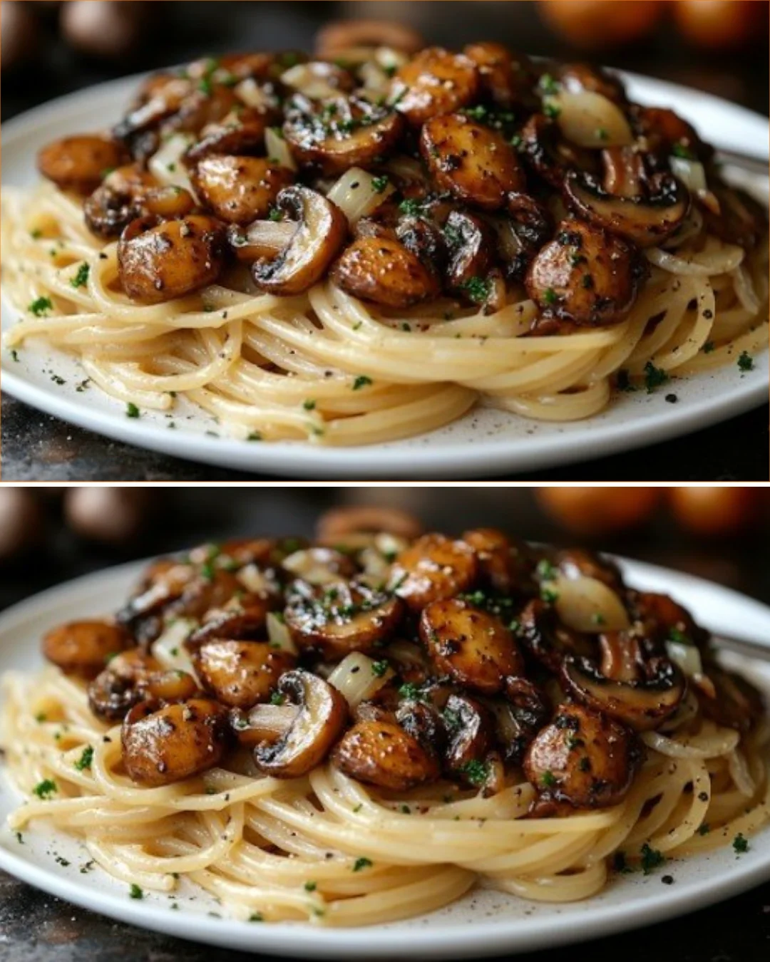 A plate of sautéed mushrooms with garlic garnished with herbs.
