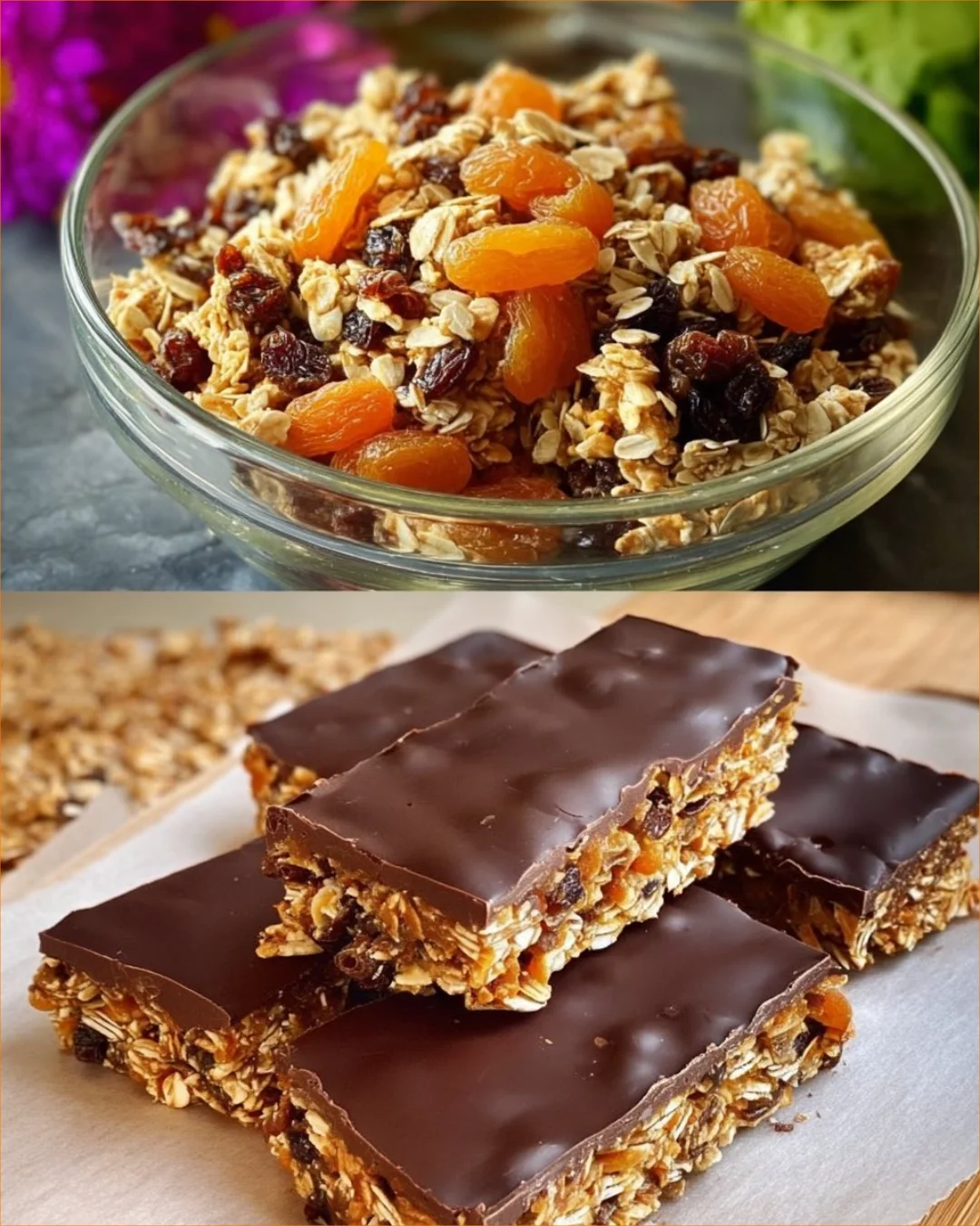 No-bake banana oat and nut bars arranged on a plate, healthy snack option.