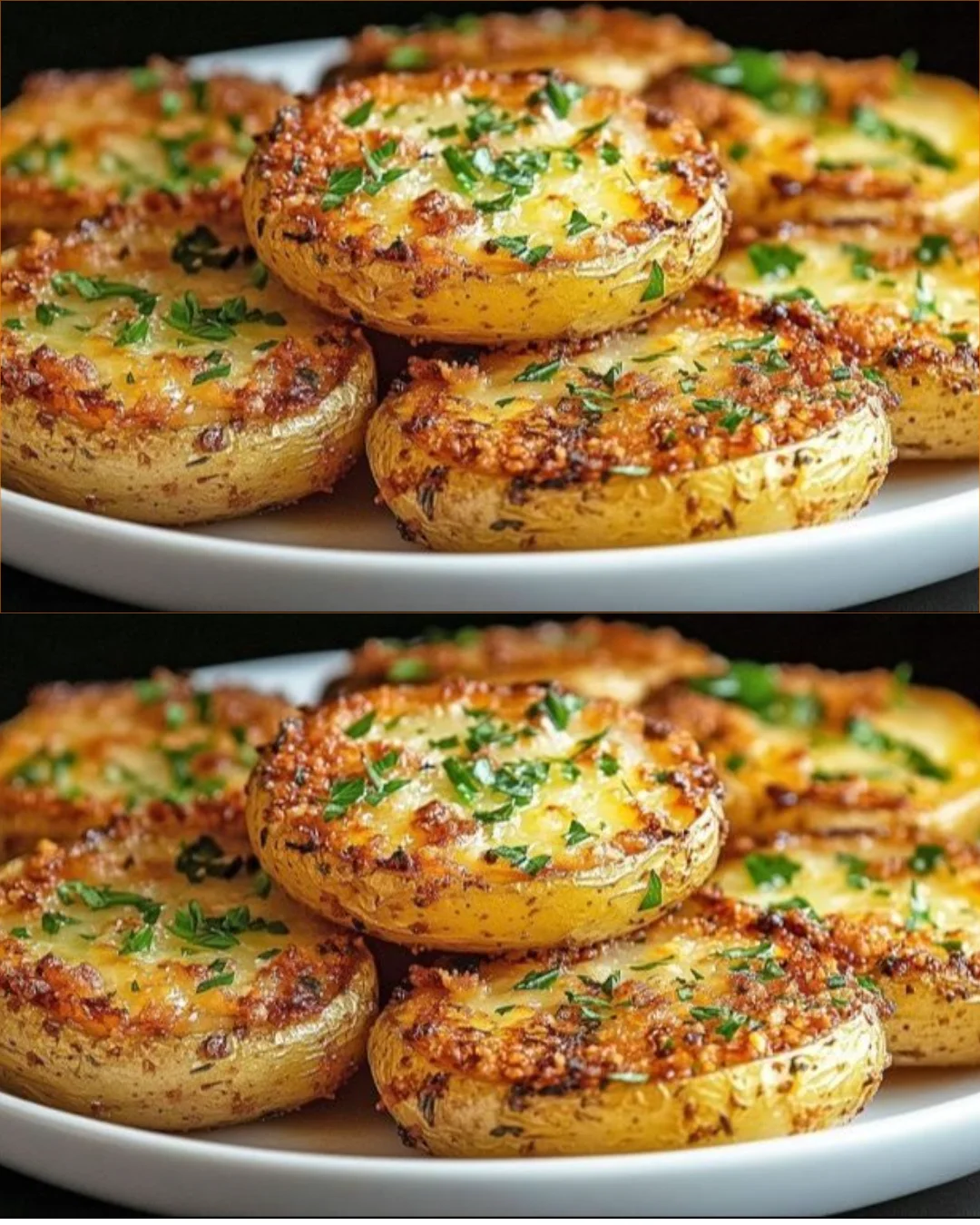 Delicious oven-baked potatoes topped with Parmesan cheese, fresh from the oven.