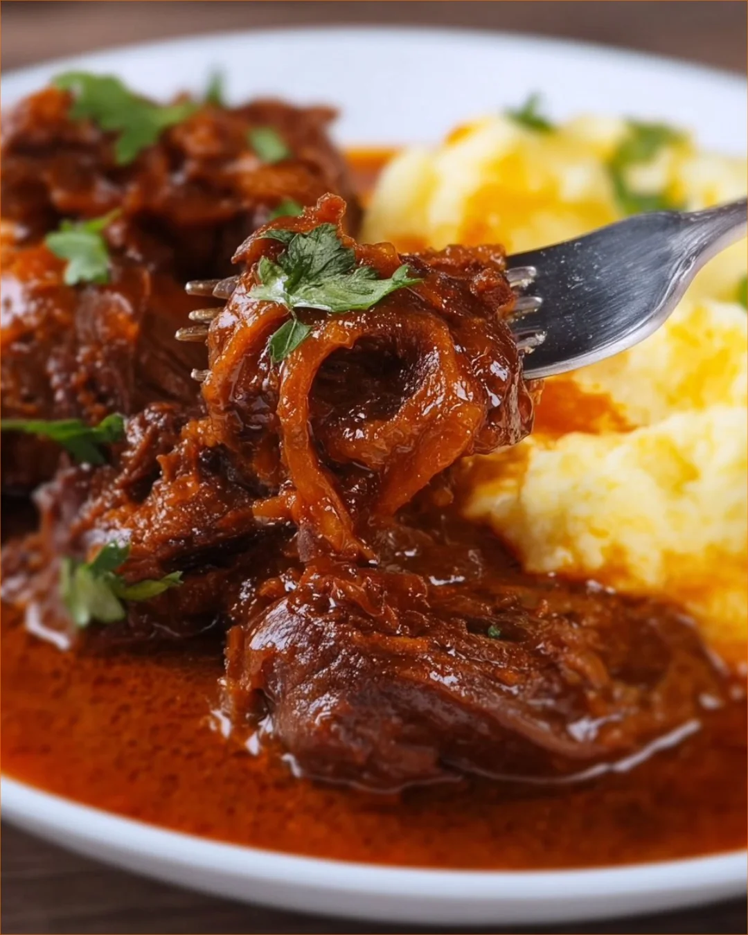 Bowl of rich and comforting goulash with noodles and vegetables