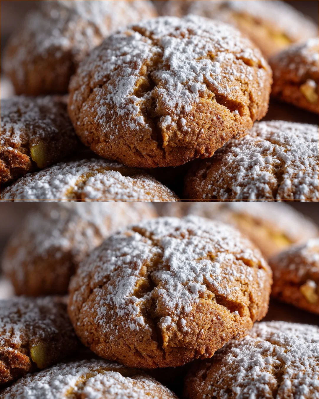 Freshly baked Spiced Apple Cookies with cinnamon and apple chunks