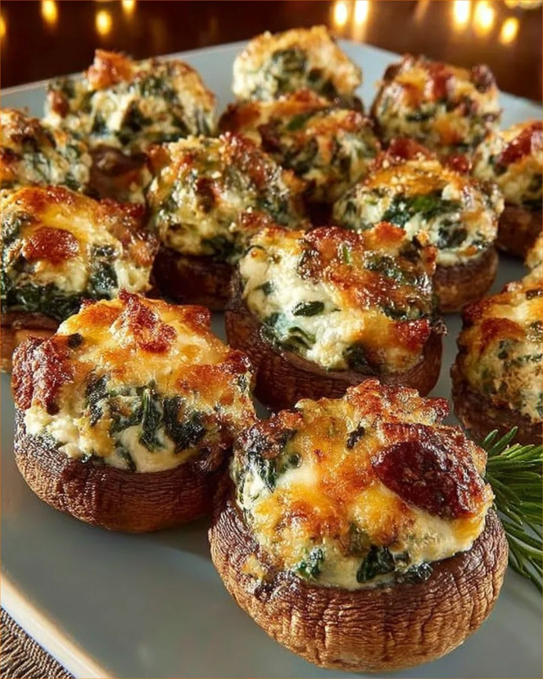 Delicious stuffed mushrooms filled with crabmeat, ideal appetizer for events.