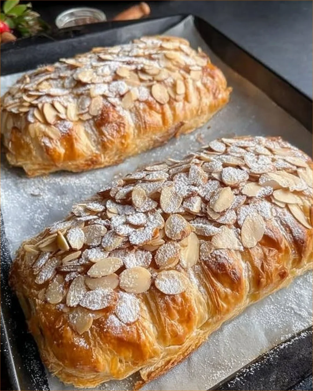 Sweet almond pastry with a golden crust and almond filling