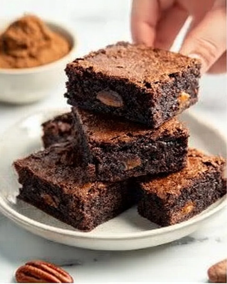 Delicious almond flour date brownies on a rustic table