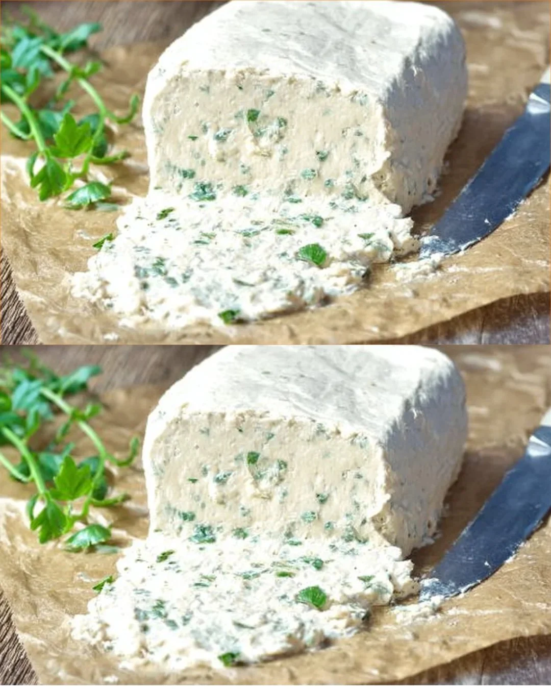 Vegan cashew boursin cheese spread on crackers with herbs and spices