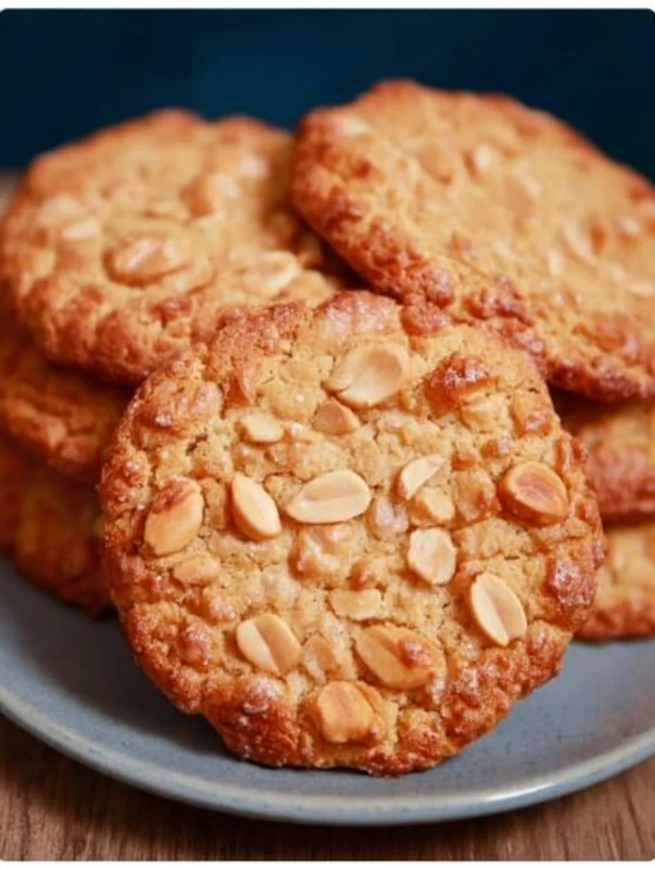 4-ingredient crispy peanut butter cookies on a plate