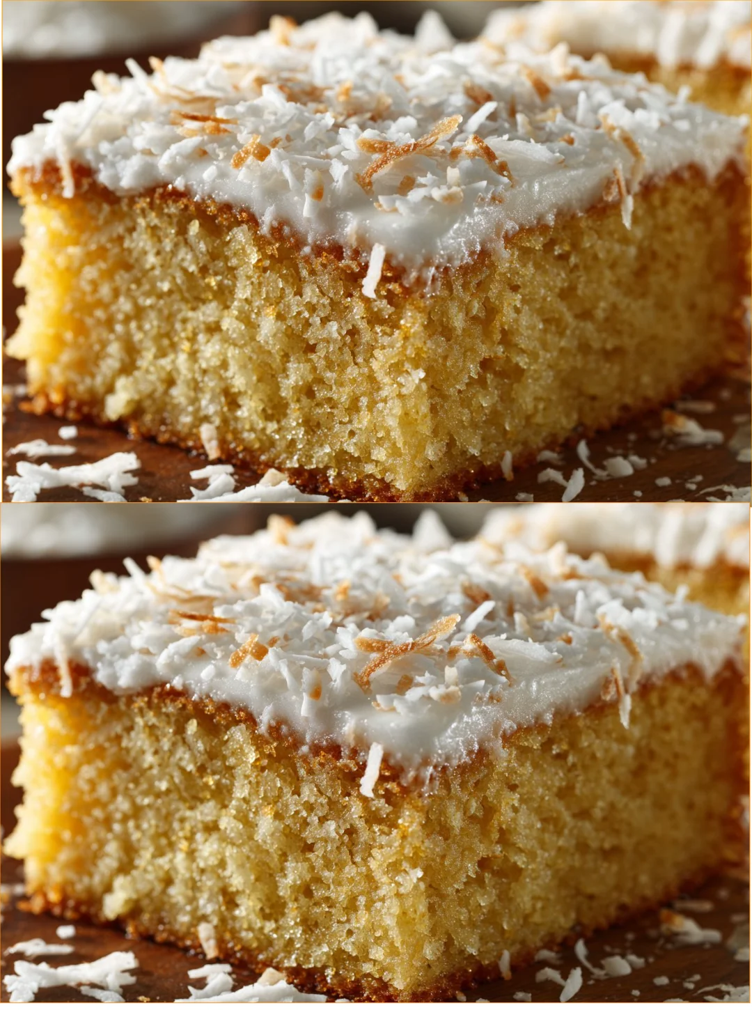 Delicious almond cake topped with coconut, ideal for dessert lovers