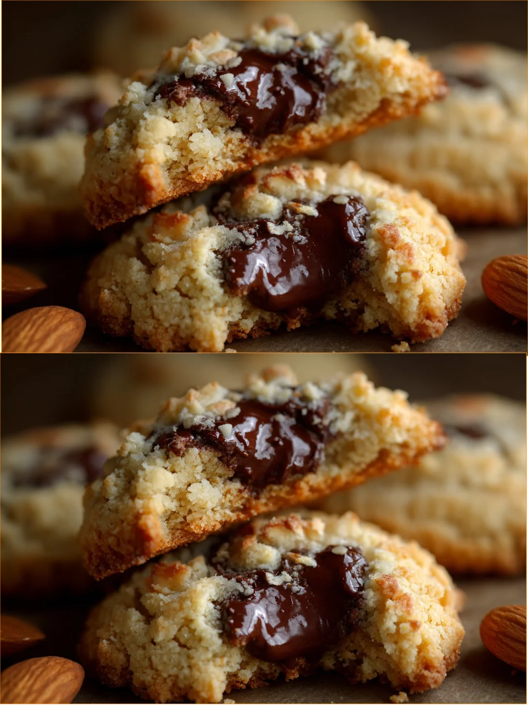 Delicious almond chocolate cookies on a plate