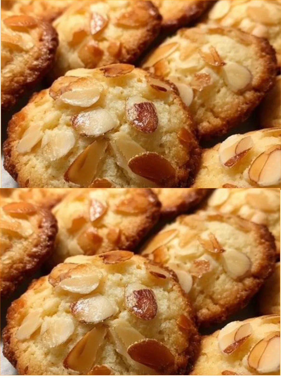 Freshly baked almond cookies arranged on a plate