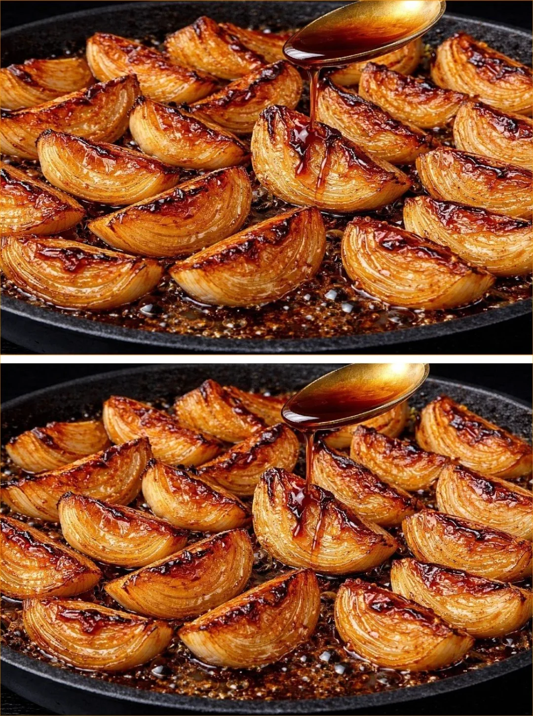 A bowl of quinoa topped with beautifully caramelized onions.