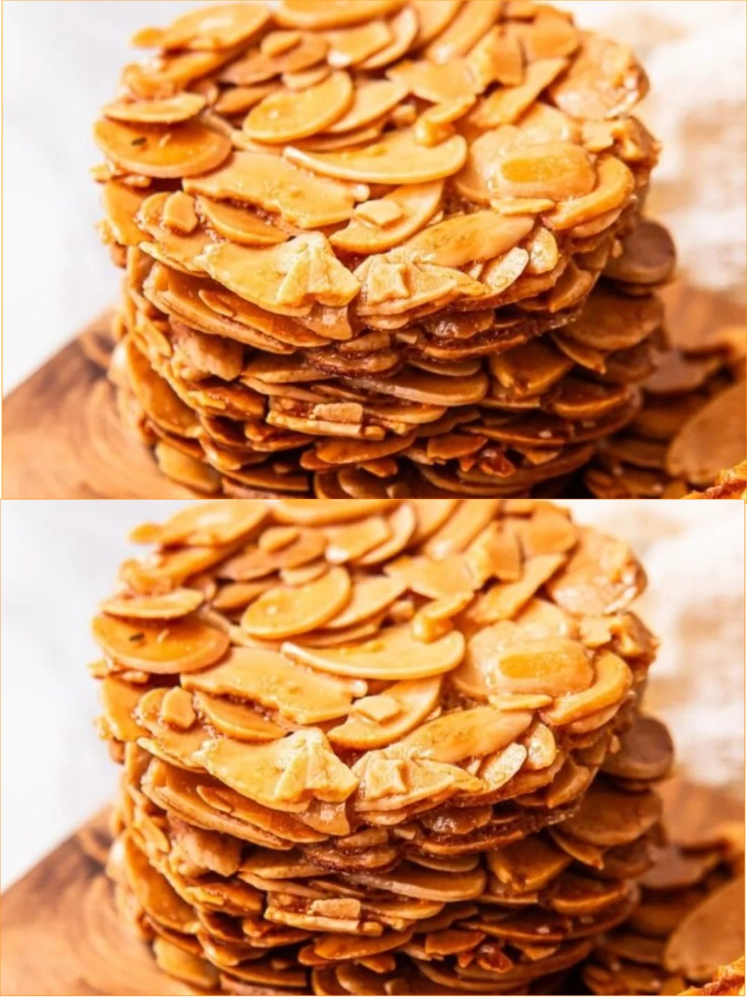 Crispy almond cookies on a plate, delicious and crunchy dessert treat.